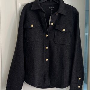 J. Crew charcoal grey jacket with Gold buttons, NWT, sz L